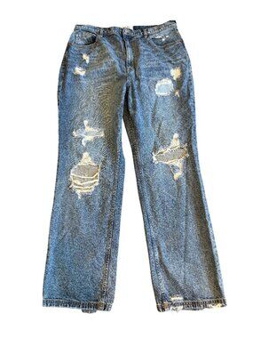We The Free People Wide Leg Loose Fit Jeans Distressed Crvy Size 35 Women's